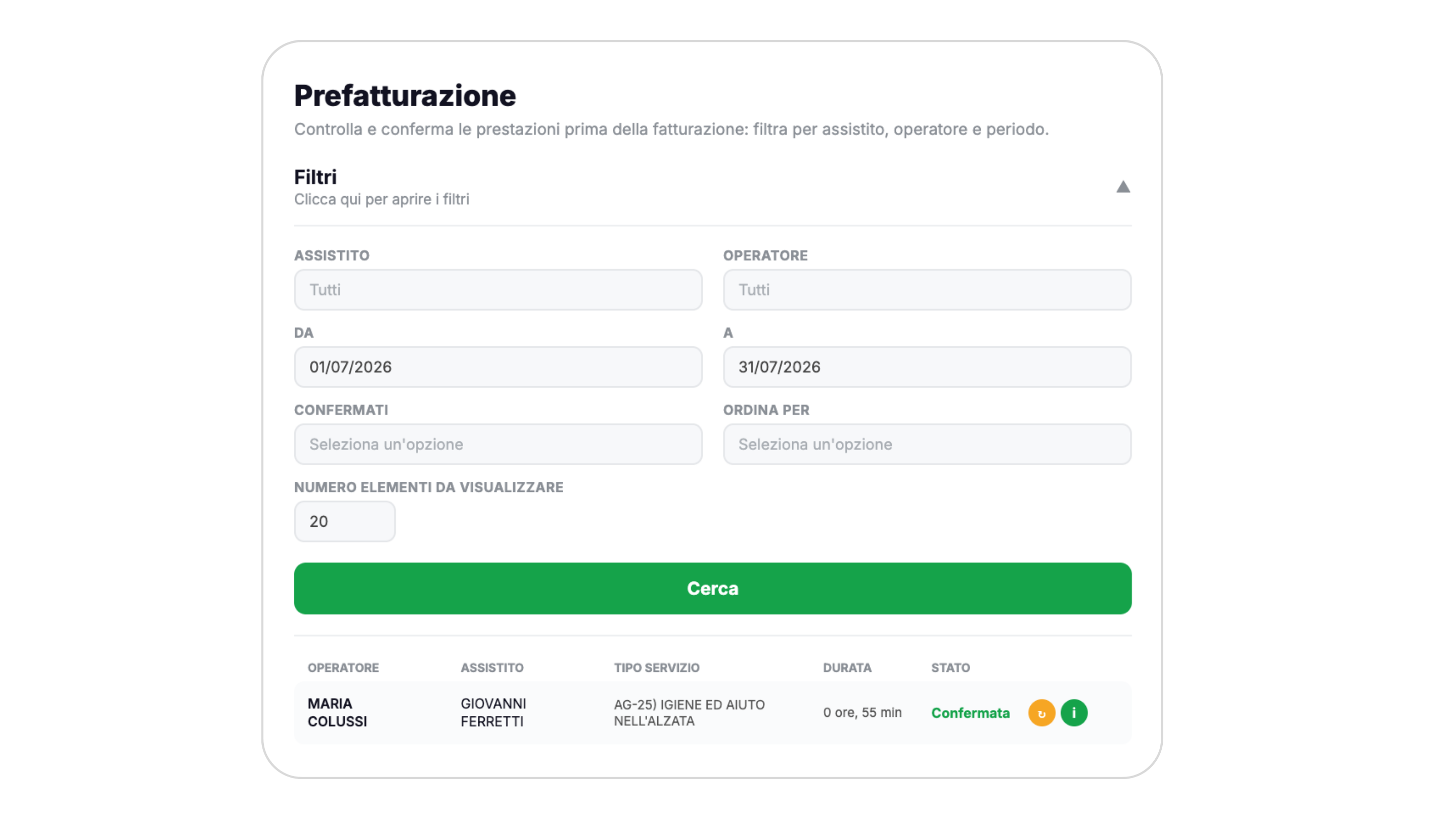CoopCare Manager — Rendicontazione e prefatturazione