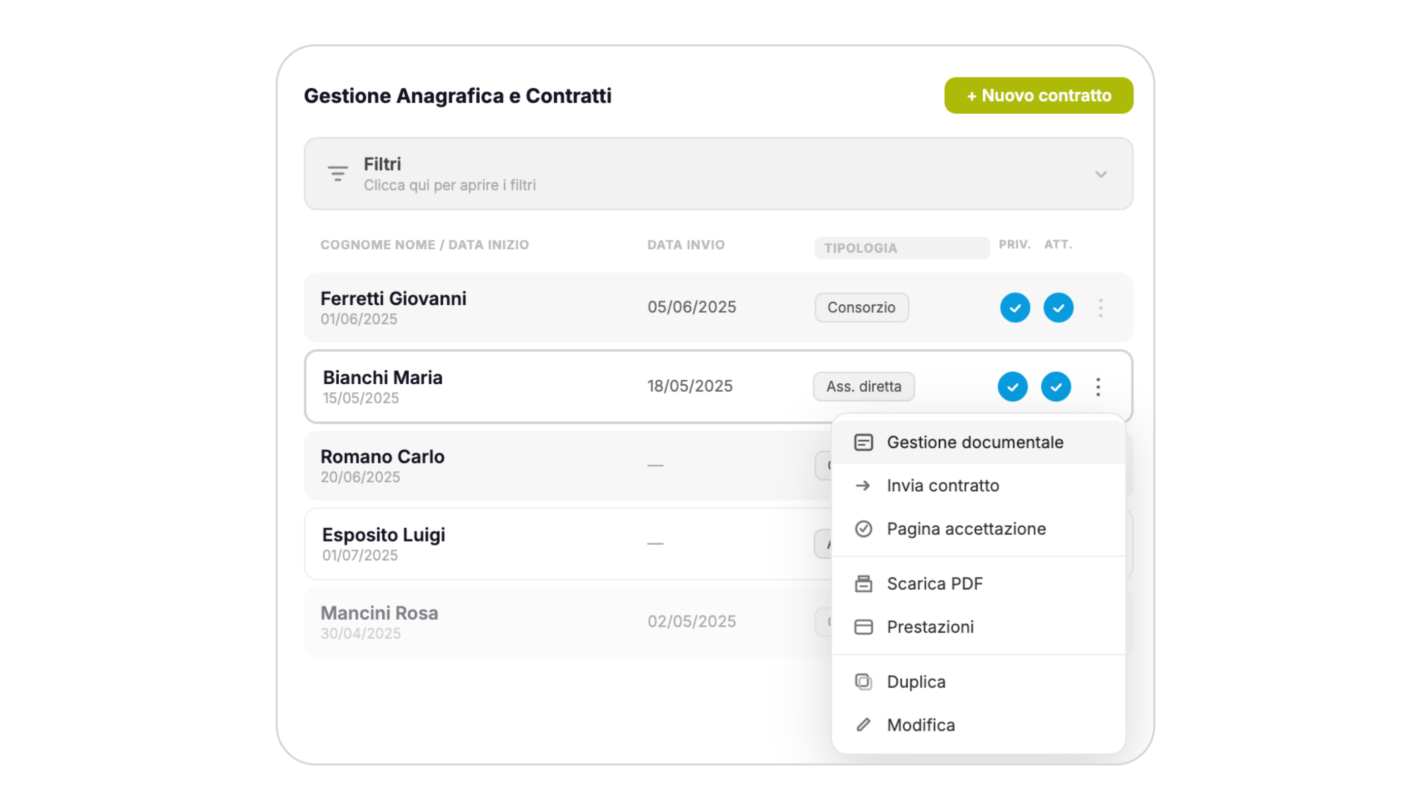 PA Manager — Gestione anagrafica e contratti